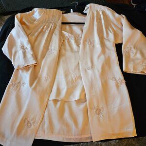 Vintage Paul Alexander 100% silk cami with matching blazer size 4 , peach color